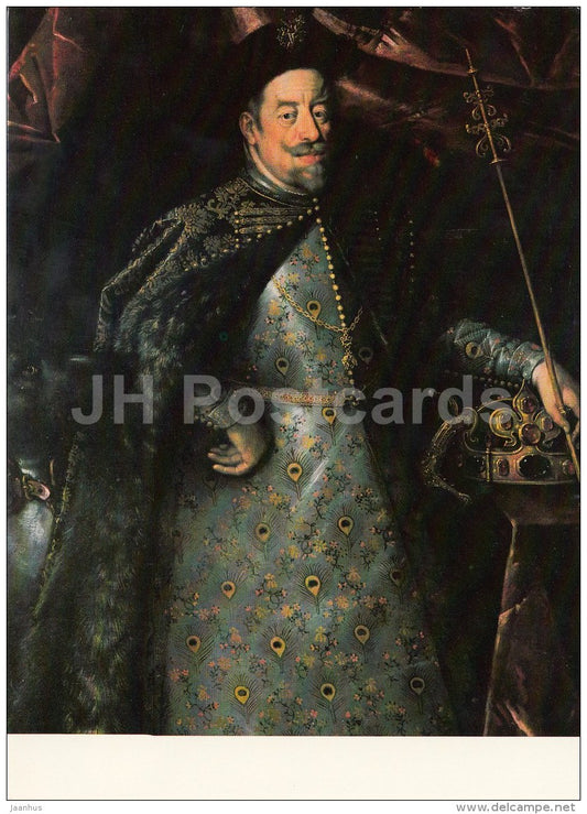 painting by hans von Aachen - Portrait of Emperor Matthias , 1640 - German art - large format card - Czech - unused - JH Postcards