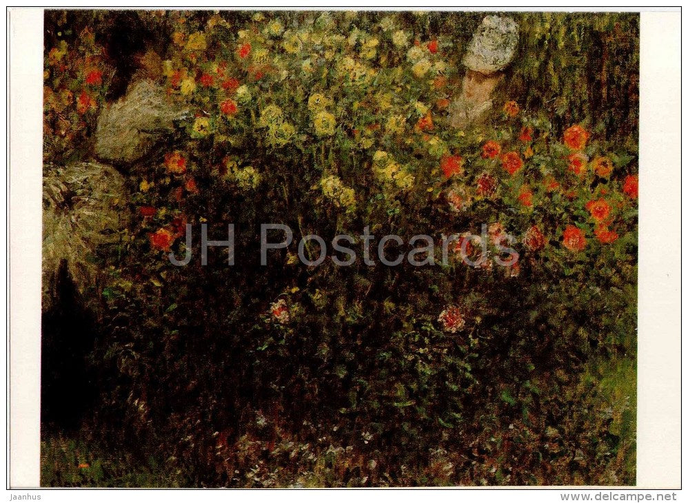 painting by Claude Monet - Ladies among Flowers , 1875 - french art - unused - JH Postcards