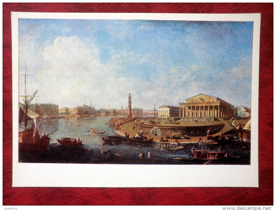 Painting by F. Alekseyev - The Admiralty and  Exchange in St. Petersburg - russian art - unused - JH Postcards