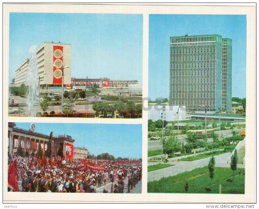 Lenin avenue - administrative building - Lenin square - Tashkent - large format card - 1974 - Uzbekistan USSR - unused - JH Postcards