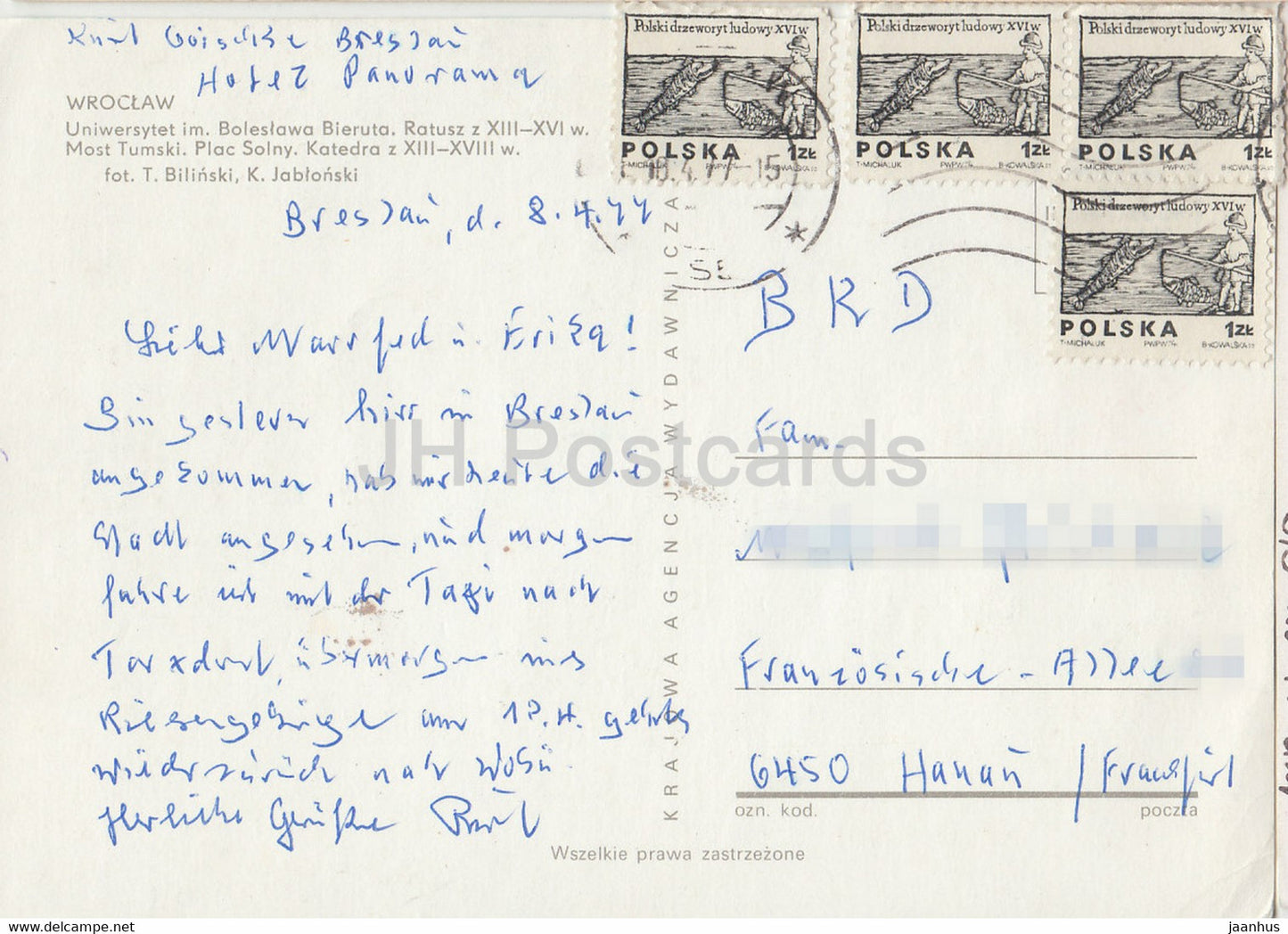 Wroclaw - university - town hall - bridge - cathedral - multiview - 1977 - Poland - used