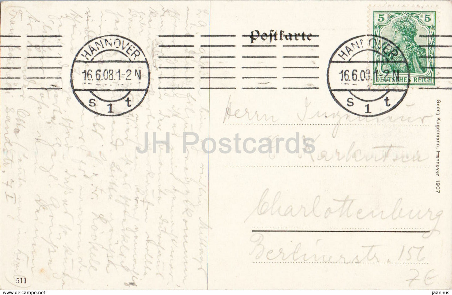 Hannover - Große Fontane in Herrenhausen - 1908 - alte Postkarte - Deutschland - gebraucht