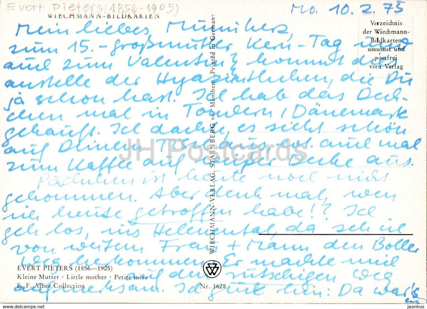 painting by Evert Pieters - Kleine Mutter - Little Mother - Dutch art - 1975 - Germany - used