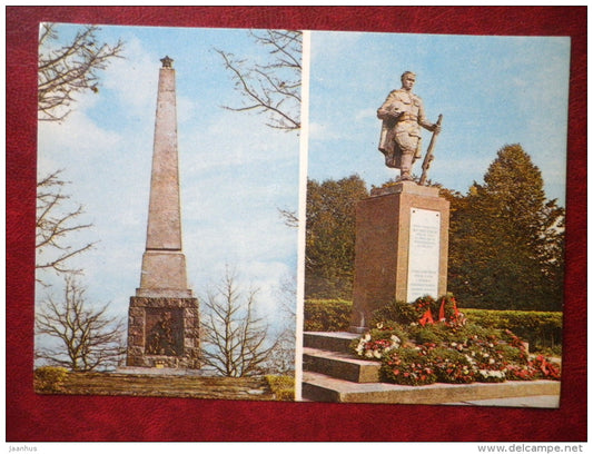 Järveotsa obelisk  in memory of victims of facism - soldier  - Viljandi - 1982 - Estonia USSR - unused - JH Postcards