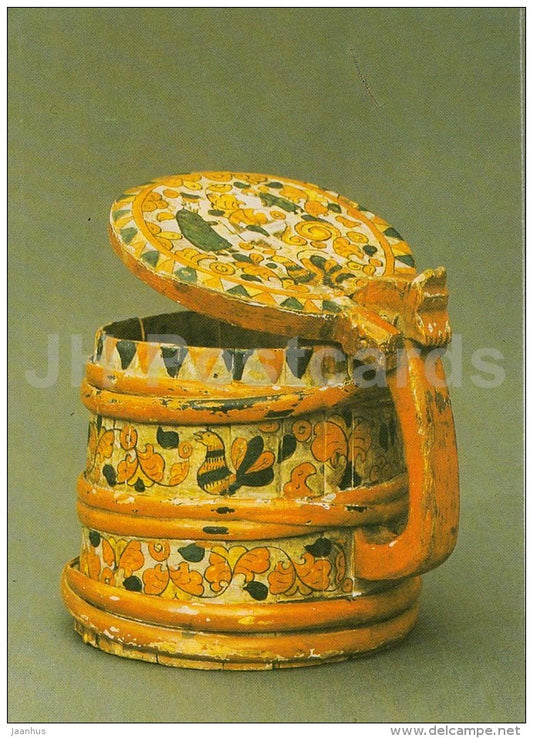 Wooden Jug for Kvas , Archangelsk Region - applied art - Russian Folk Art - 1988 - Russia USSR - unused - JH Postcards