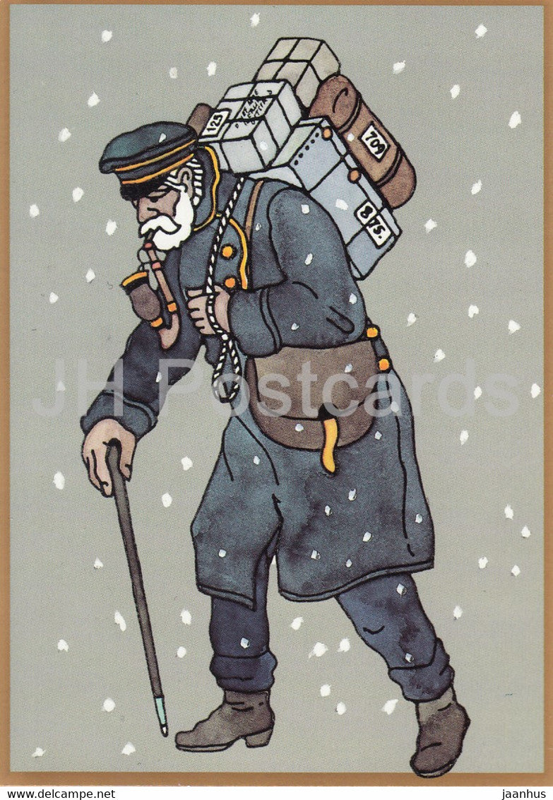 Paketzusteller 1895 - Parcel Delivery - illustration - Germany - unused - JH Postcards