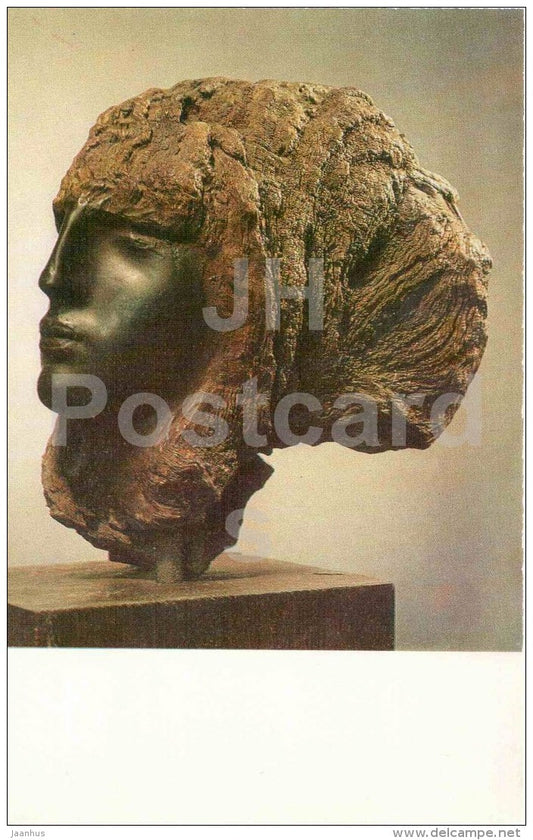 sculpture by Stepan Erzia - Head of a Woman , 1941 - russian , soviet , mordvin art - unused - JH Postcards