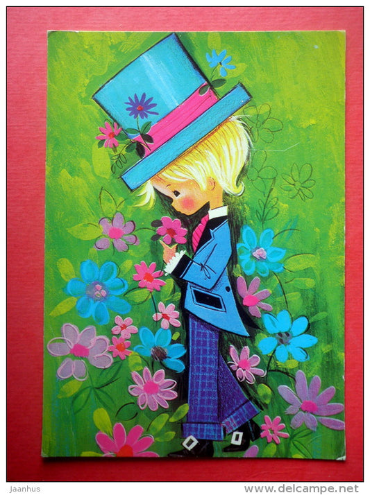 illustration - girl - 2705/10 - circulated in Finland - JH Postcards