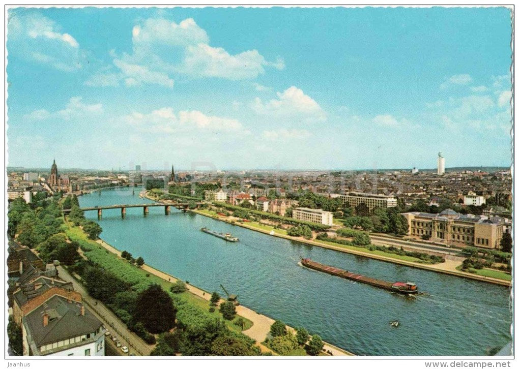 Frankfurt am Main - Main-Panorama mit Dom und Henninger Turm - Germany - gelaufen - JH Postcards
