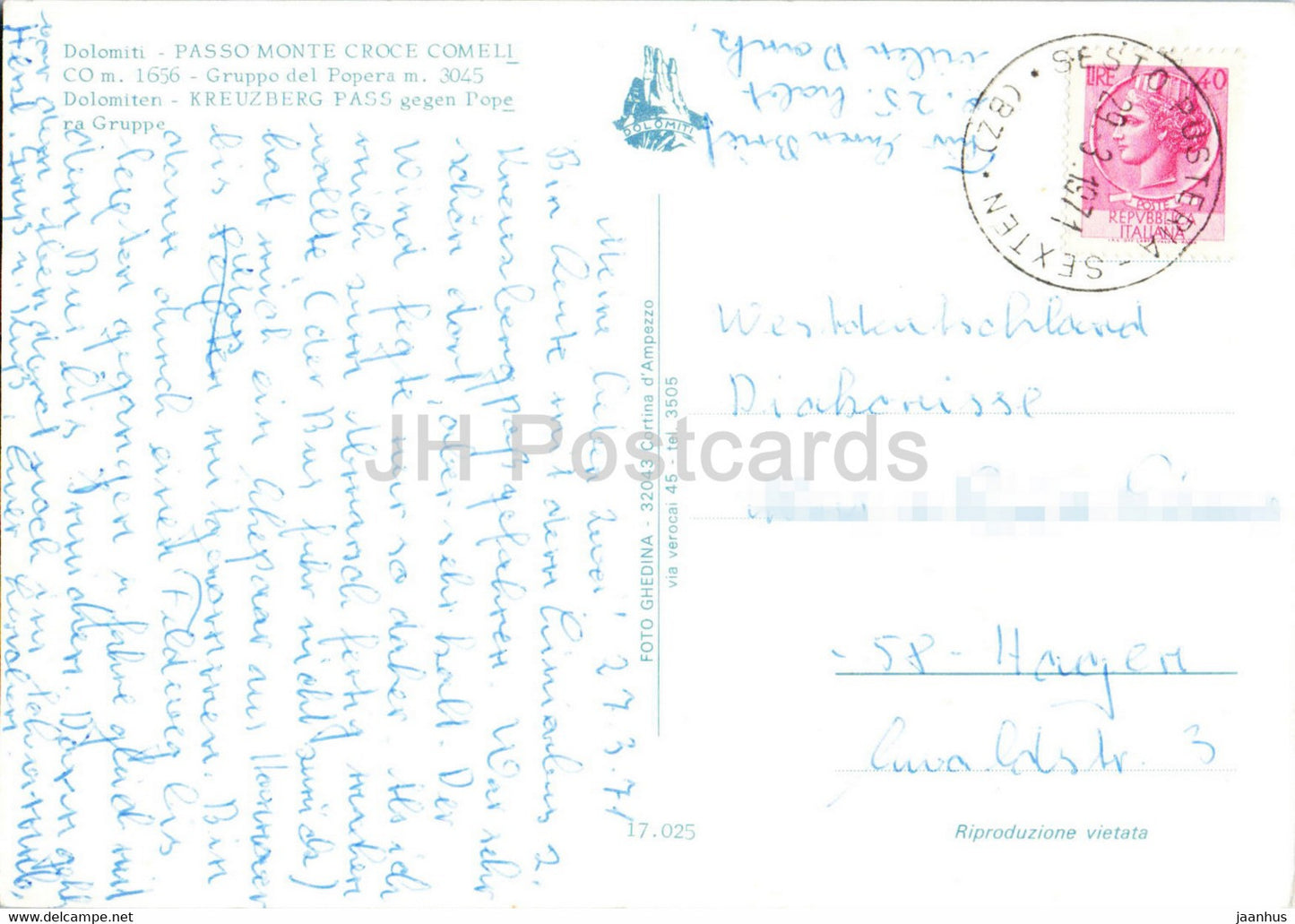 Dolomiti - Passo Monte Croce Comelico m 1656 - Gruppo del Popera - Kreuzberg Pass - 1971 - Italy - used