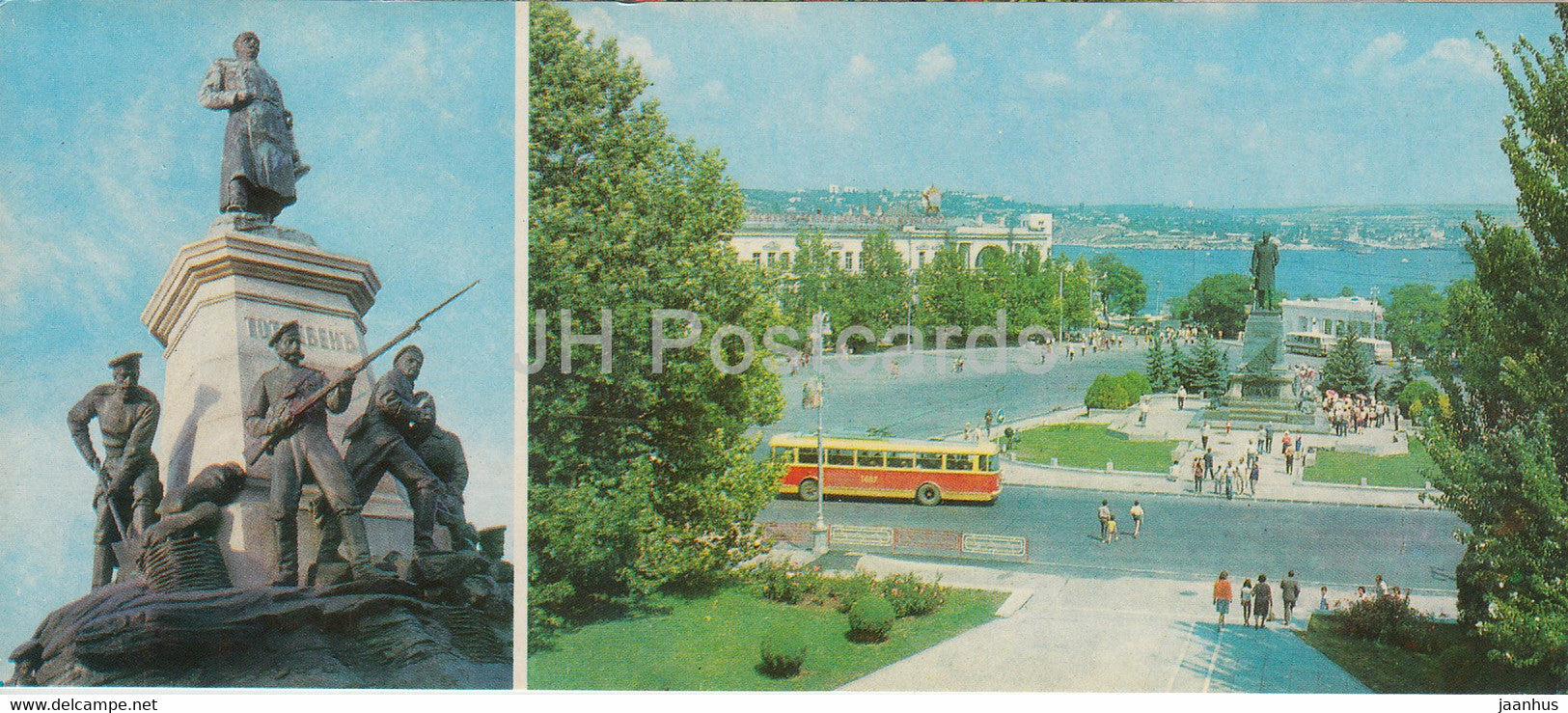 Sevastopol - monument to Totleben - Nakhimov Square - monument - trolleybus - Crimea - 1983 - Ukraine USSR - unused - JH Postcards