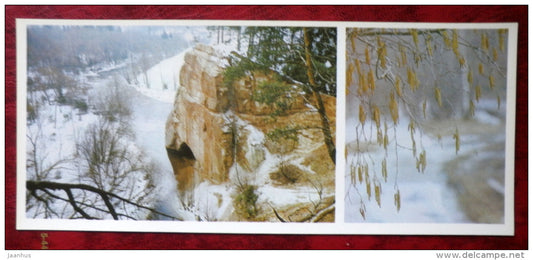 Latvian views - winter river - 1980 - Latvia USSR - unused - JH Postcards