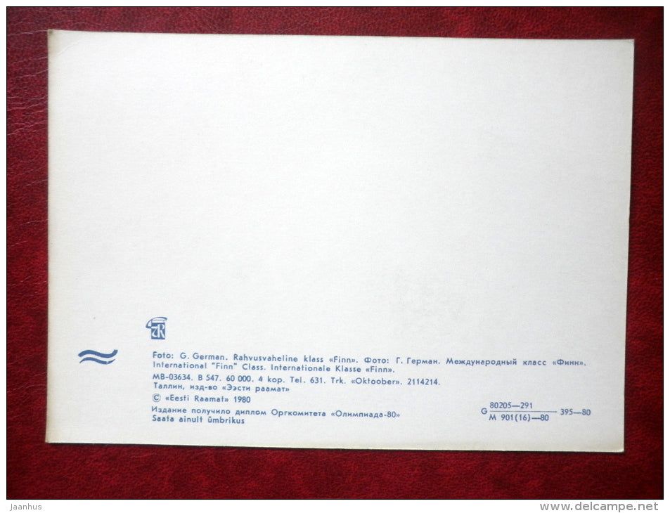 International Finn class - Olympic games Moscow 1980 - sailing boat - 1980 - Estonia USSR - unused - JH Postcards