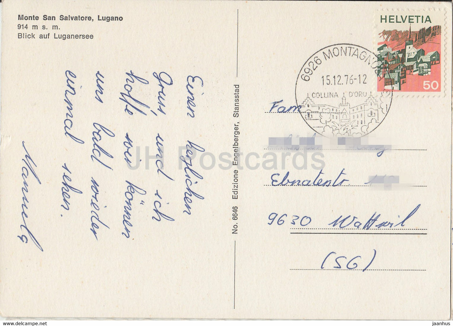 Monte San Salvatore 914 m - Blick auf Luganersee - 6646 - 1976 - Switzerland - used