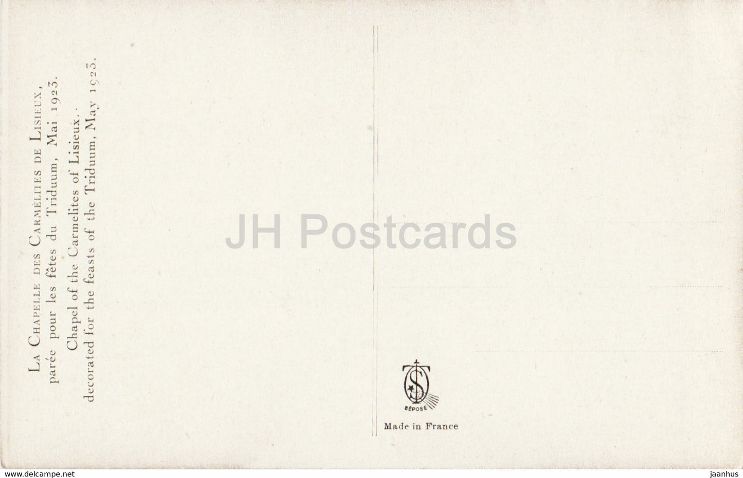 La Chapelle des Carmelites de Lisieux - 1923 - old postcard - France - unused