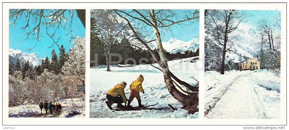beginner-slalomist - winter path - Karachay-Cherkessia - Russia USSR - 1983 - unused - JH Postcards