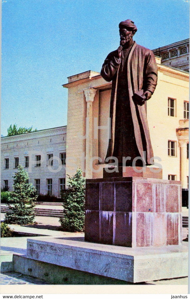 Tashkent - monument to Uzbek poet Alisher Navoi - 1970 - Uzbekistan USSR - unused - JH Postcards