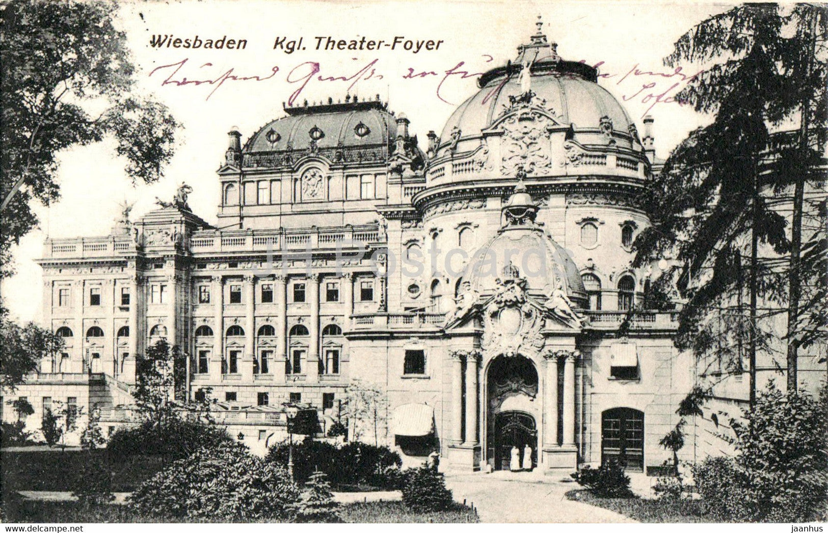 Wiesbaden - Kgl Theater Foyer - theatre - old postcard - 1909 - Germany - used - JH Postcards