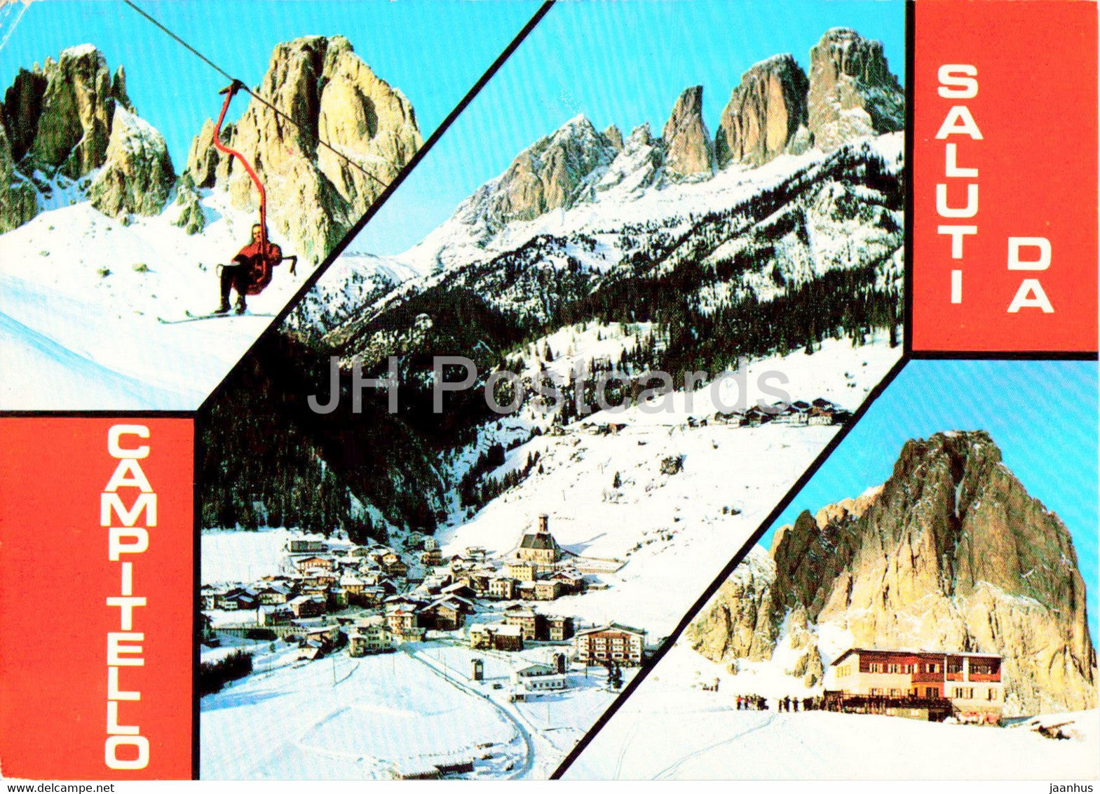 Saluti da Campitello - skilift - 1975 - Italy - used - JH Postcards