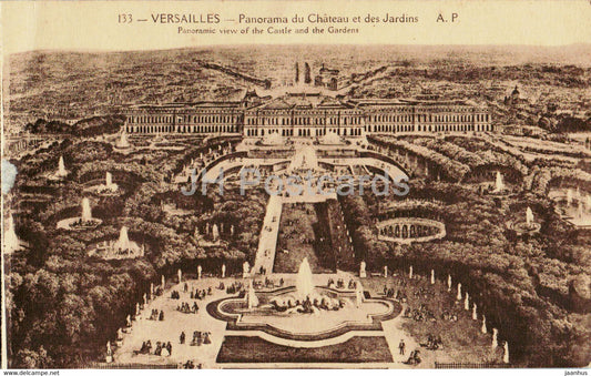 Versailles - Panorama du Chateau et des Jardins - 133 - old postcard - France - unused - JH Postcards