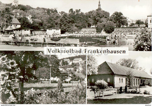 Volkssolbad Frankenhausen - Soleschwimmbad - Kurpark - Badehaus - old postcard - Germany DDR - unused - JH Postcards