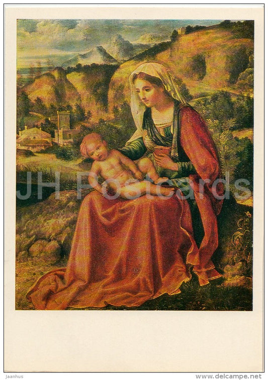 painting by Giorgione - Madonna and Child in a Landscape , 1504 - Italian art - Russia USSR - 1980 - unused - JH Postcards