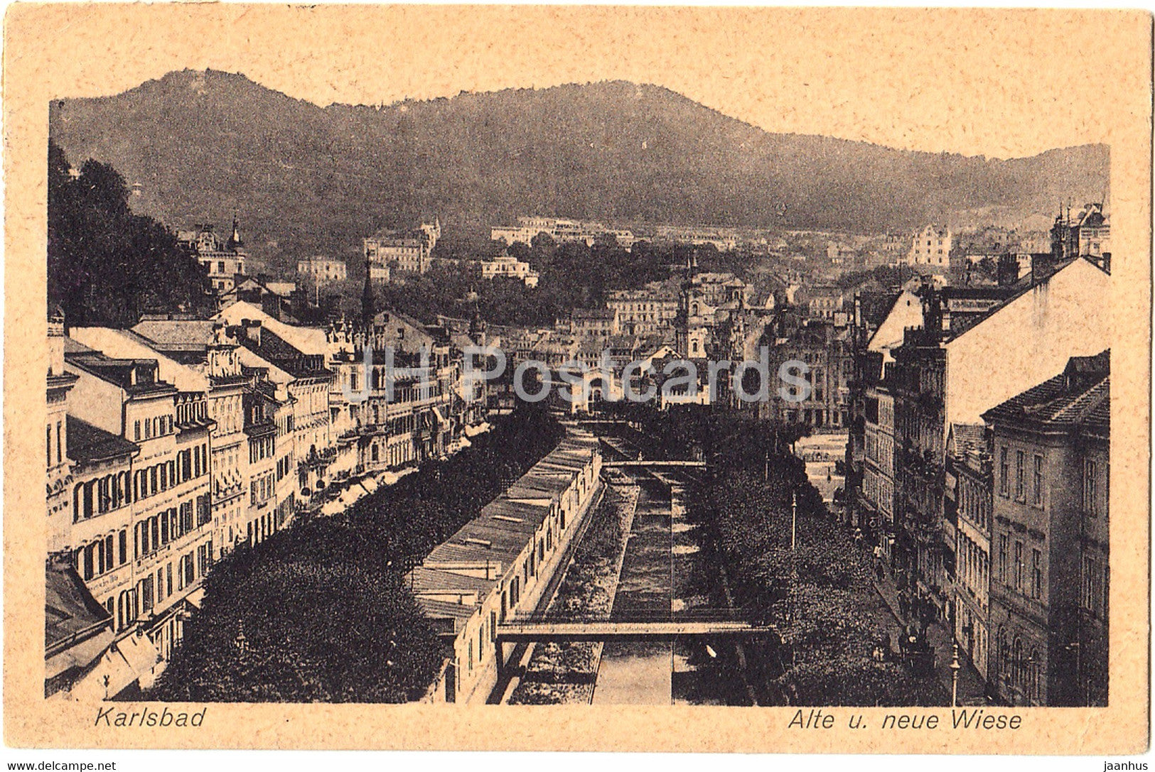 Karlovy Vary - Karlsbad - Alte u Neue Wiese - 1618 - old postcard - 1924 - Czechoslovakia - Czech Republic - used - JH Postcards