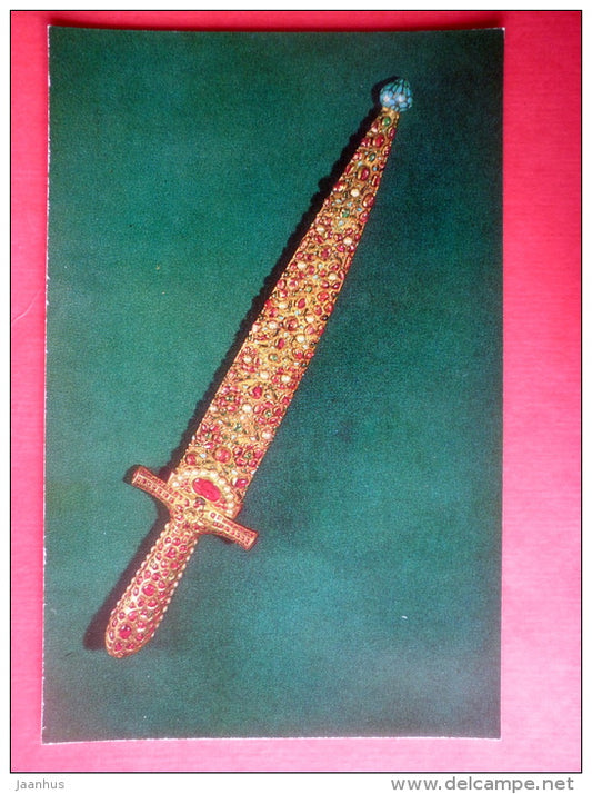 Dagger and Scabbard - Jewelled Art Objects of 17th Century India - 1975 - Russia USSR - unused - JH Postcards
