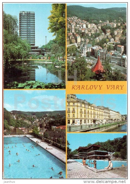 Karlovy Vary - Karlsbad - hotel Thermal - swimming pool - spa - Czechoslovakia - Czech - unused - JH Postcards