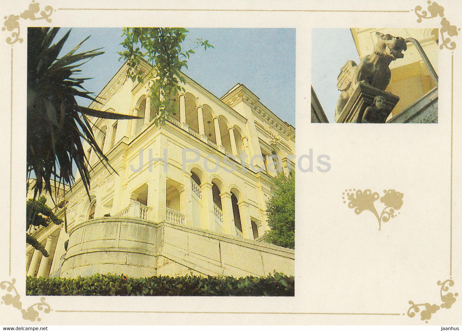 Livadia Palace - southern facade of the palace - chimera sculpture - Crimea - 1989 - Ukraine USSR - unused - JH Postcards
