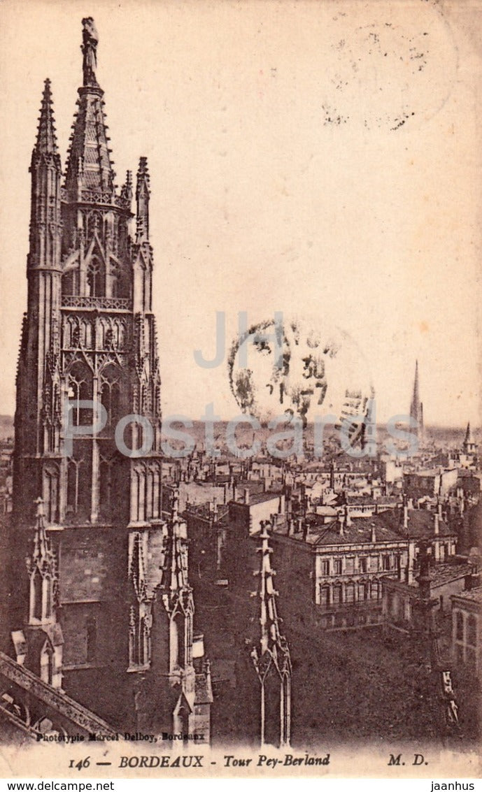 Bordeaux - La Tour Pey Berland - 146 - old postcard - 1923 - France - used