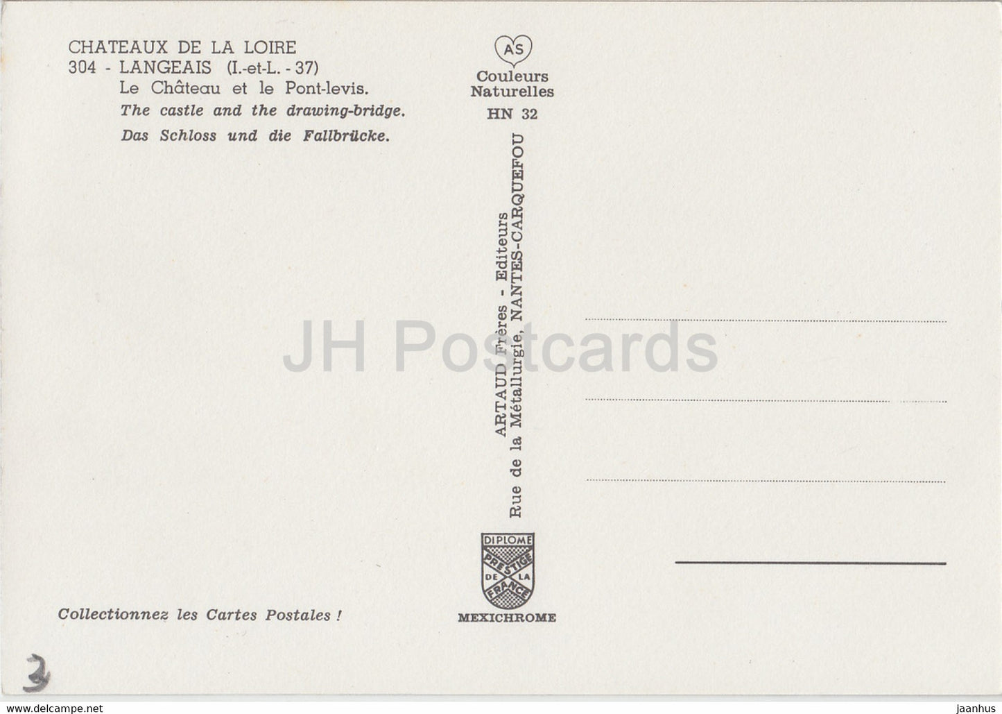 Langeais - Le Chateau et le Pont levis - castle - 304 - France - unused