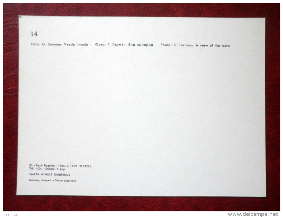 A View of the Town - Tallinn - 1985 - Estonia USSR - unused - JH Postcards