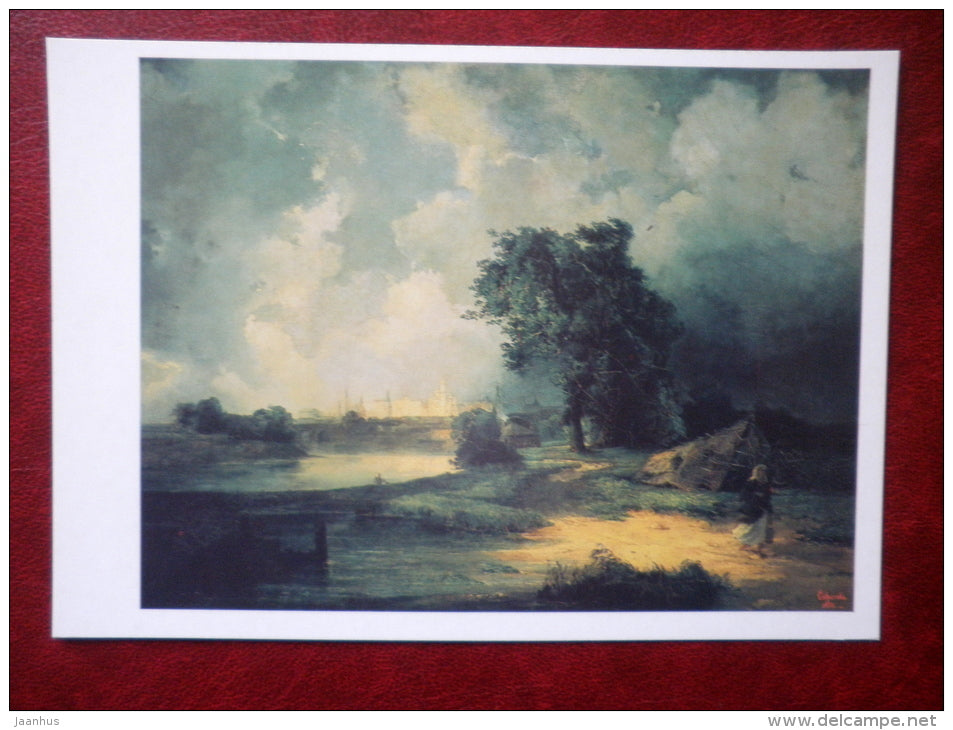 painting by Alexei Savrasov , View of the Kremlin in inclement weather , 1851 - russian art - unused - JH Postcards