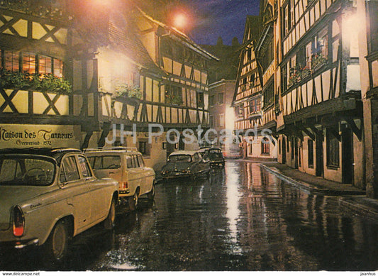 Strasbourg Pittoresque - La rue du Bain aux Plantes la nuit - car - France - used - JH Postcards