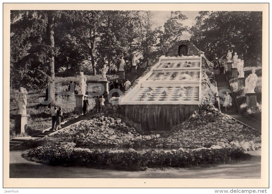 Chess Hill fountain - Petrodvorets - photo card - 1955 - Russia USSR - unused - JH Postcards