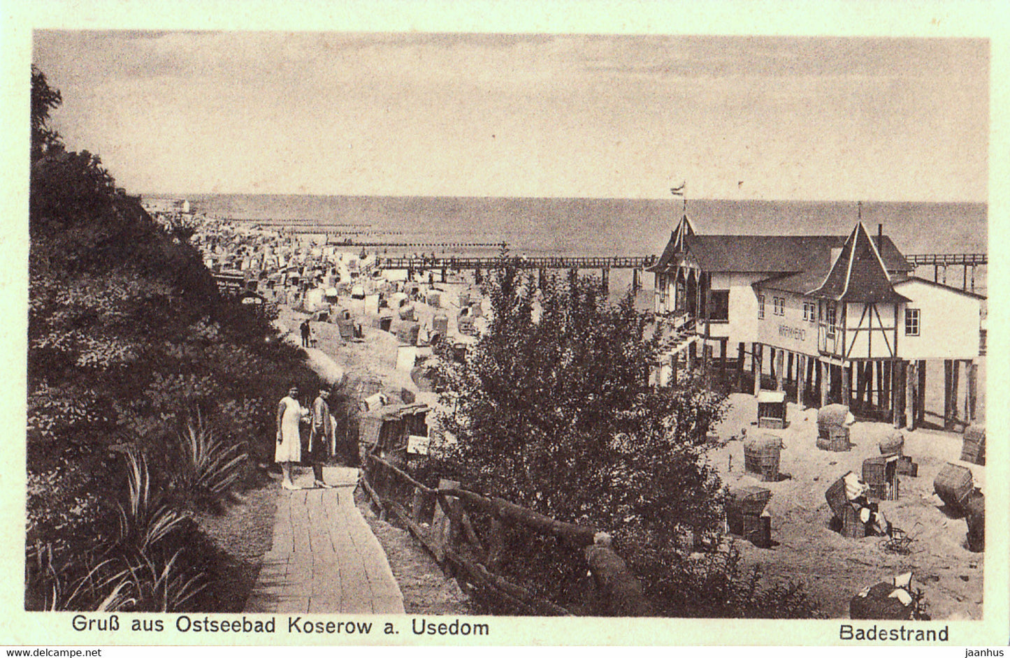 Gruss aus Ostseebad Koserow a Usedom - Badestrand - beach - old postcard - 85 - Germany - unused - JH Postcards