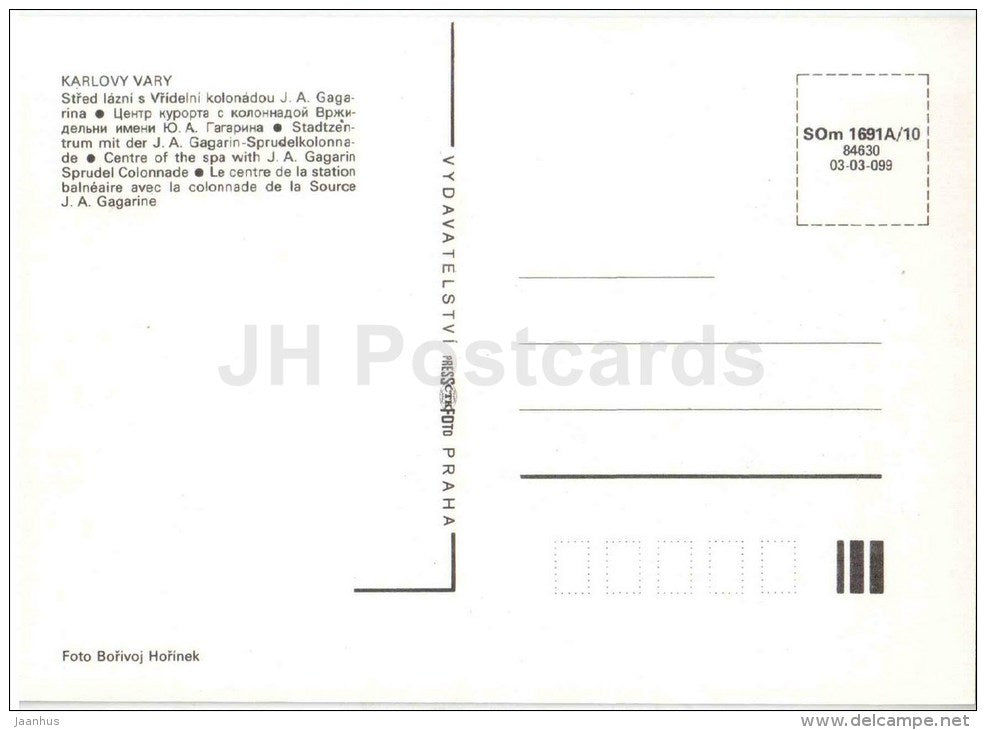 Centre of the Spa with J. Gagarin Sprudel Colonnade - Karlovy Vary - Karlsbad - Czechoslovakia - Czech - unused - JH Postcards