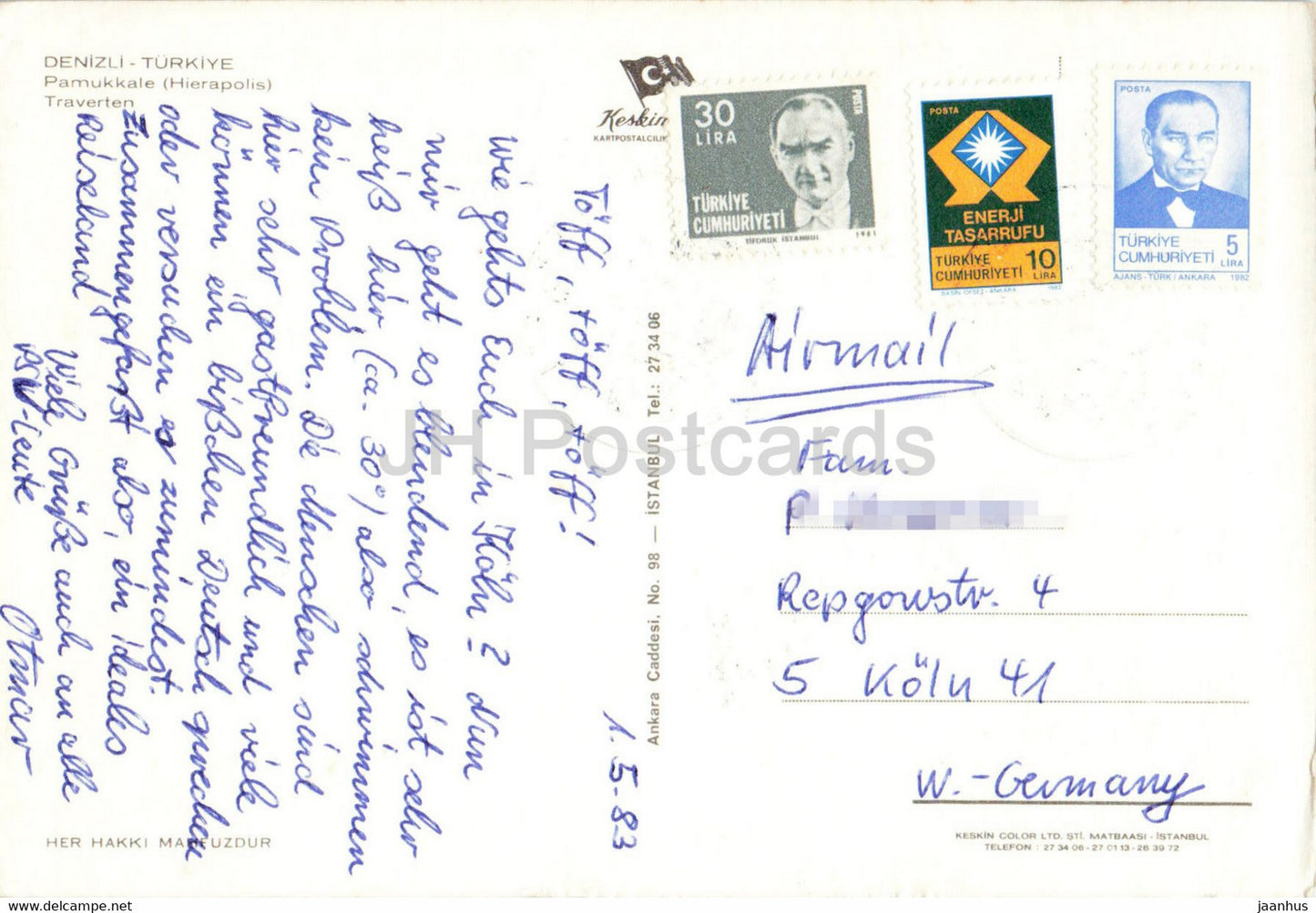 Pamukkale - Hiérapolis - Traverten - Keskin - 1983 - Turquie - occasion