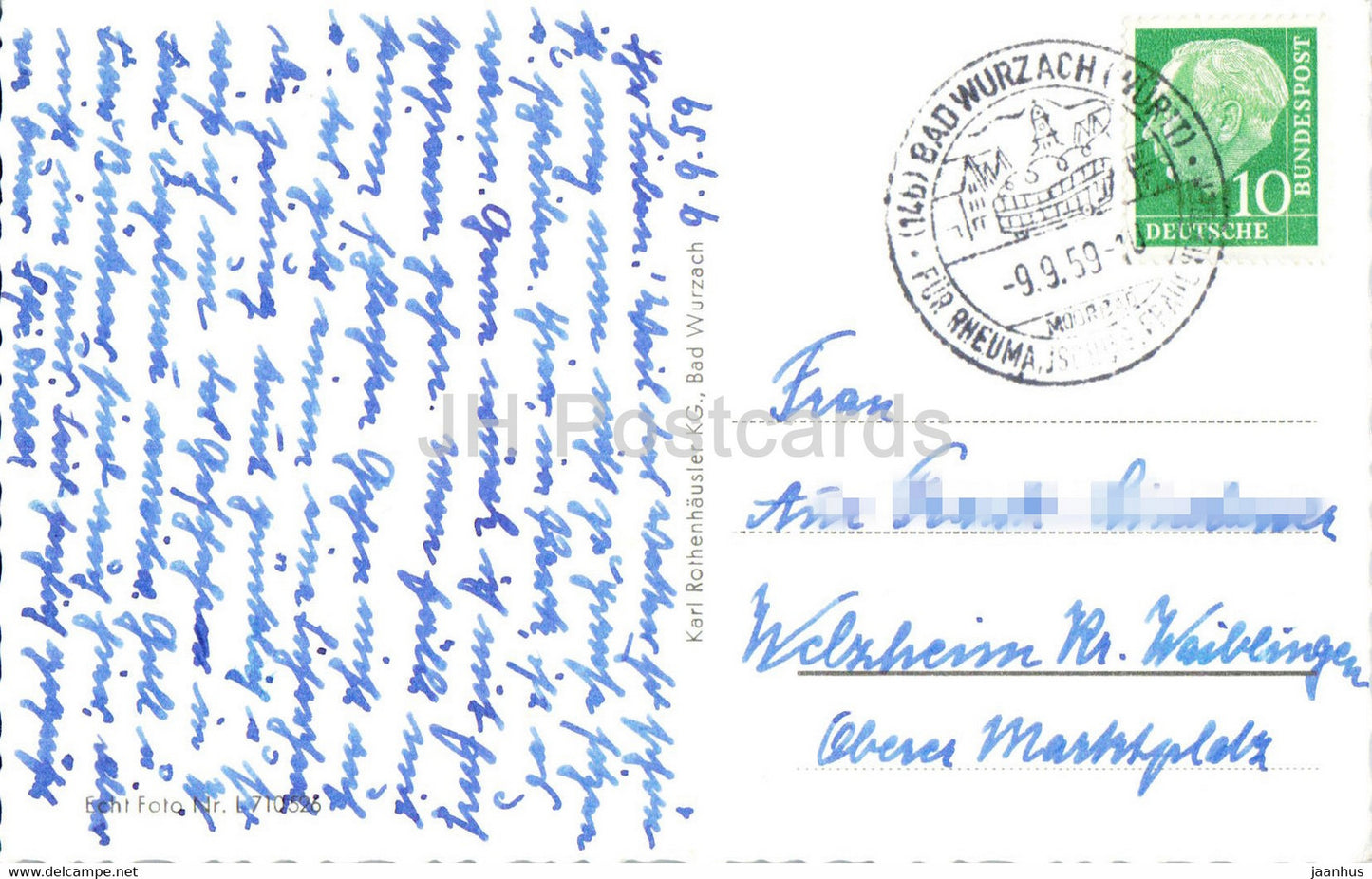 Moorheilbad Bad Wurzach - Im Kurpark - 1959 - old postcard - Germany - used