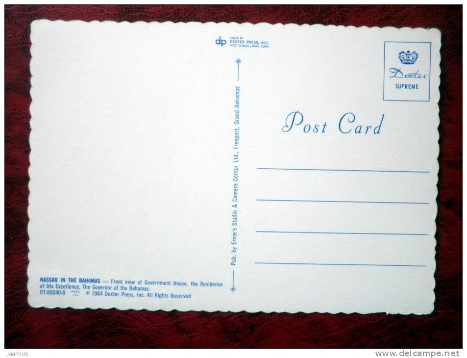 Nassau in the Bahamas - Government House - 1964 - Bahamas - unused - JH Postcards