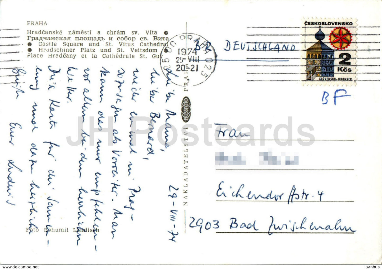 Praha - Prague - Place du Château Hradcanske Namesti et Cathédrale Saint-Guy - 1974 - République Tchèque - Tchécoslovaquie - occasion