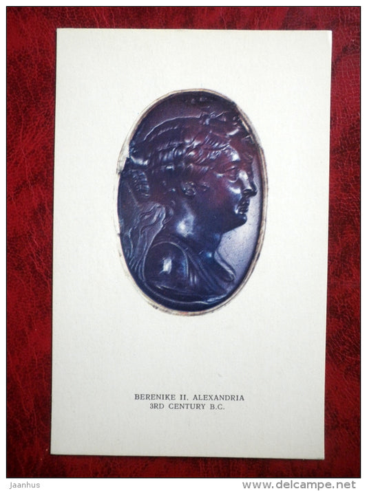 Antique Intaglio - Berenike II - Alexandria . 3nd century BC - antique art - unused - JH Postcards