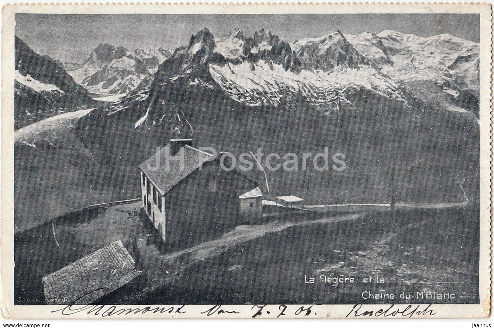 La Flegere et la Chaine du Mont Blanc - Hotel des Alpes Chamonix - old postcard - 1905 - France - used - JH Postcards