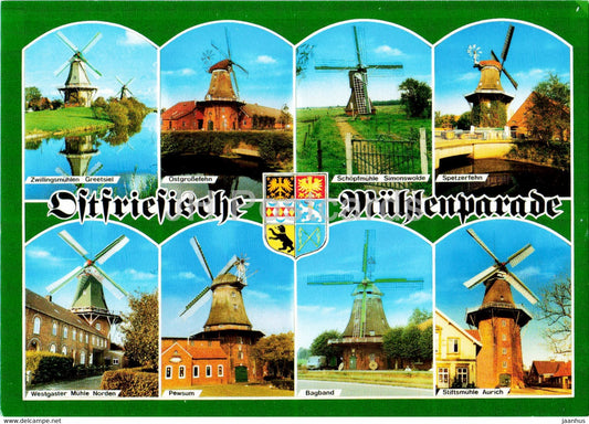 Schones Ostfriesland - Ostfiesische Muhlenparade - windmill - Germany - unused - JH Postcards