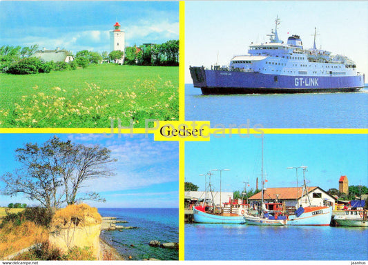 Gedser - ship Falster Link - boat - lighthouse - multiview - Denmark - unused - JH Postcards