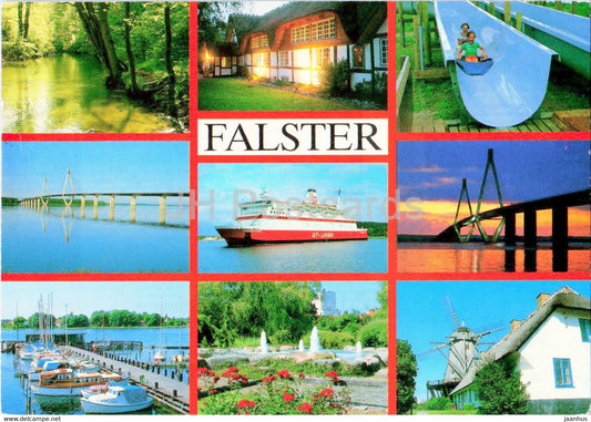 Falster - ship - boat - windmill - multiview - 1992 - Denmark - used - JH Postcards