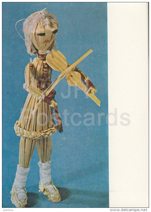 Musician - violinist - Belarusian Straw Toys - 1974 - Russia USSR - unused - JH Postcards
