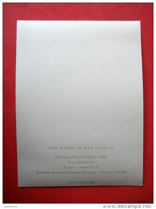 Hand Stayer Nurmi by D. Poggini - Sport sculptures - DDR Germany - unused - JH Postcards