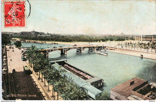 Paris - Pont de la Concorde - bridge - 650 - old postcard - 1909 - France - used - JH Postcards